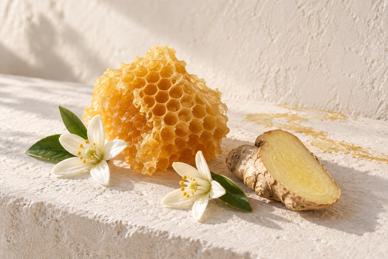 Honigwabe, Ingwer und Orangenblüten
